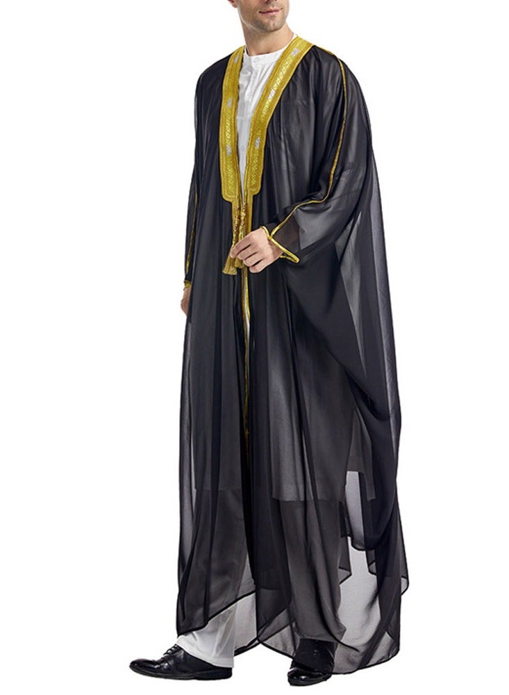 MAISUN Men’s Arabic Bisht Cloak – Traditional Kandora Overcoat for Eid & Weddings - Image 2
